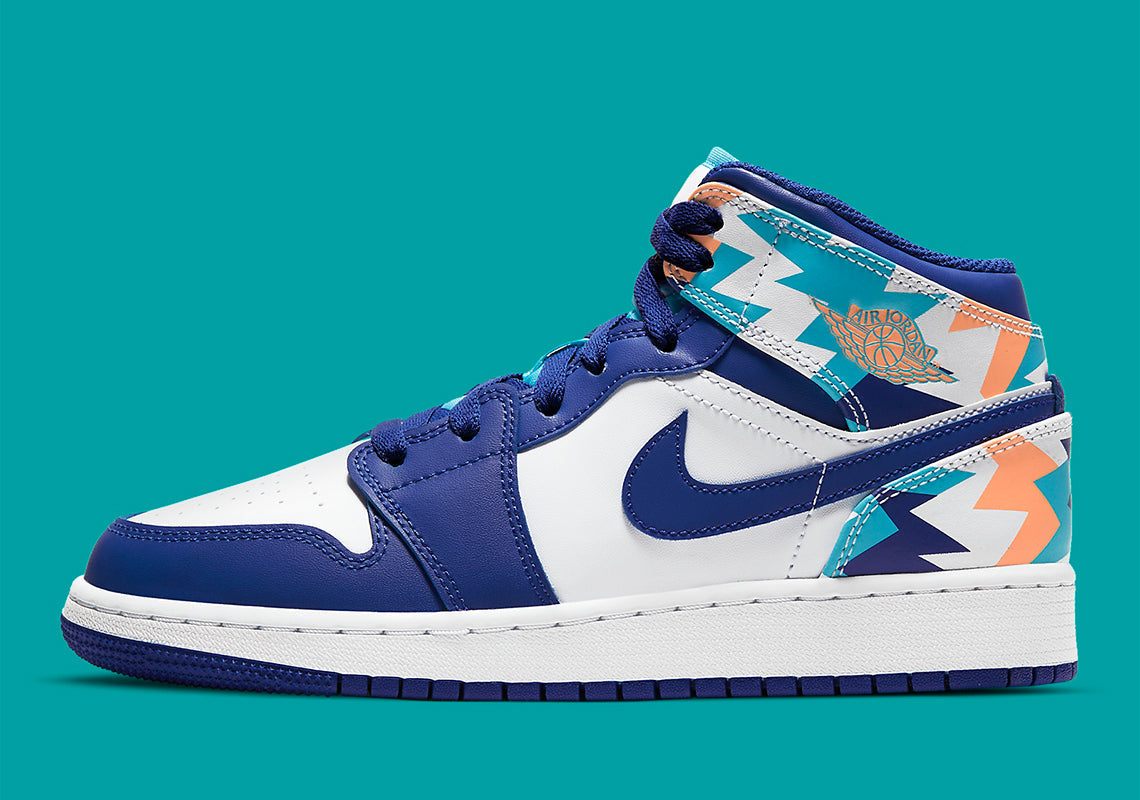 Air Jordan 1 Mid GS  Geometric Pint  555112-105