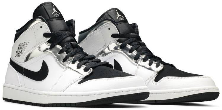 Air Jordan 1 Mid  White Silver  554724-121