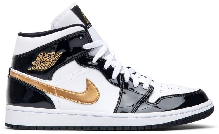 Air Jordan 1 Mid Patent  Black Gold  852542-007