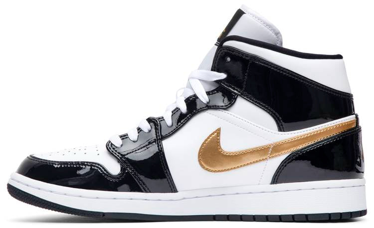 Air Jordan 1 Mid Patent  Black Gold  852542-007