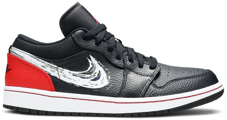 Air Jordan 1 Low  Brushstroke Swoosh   Black Red  DA4659-001