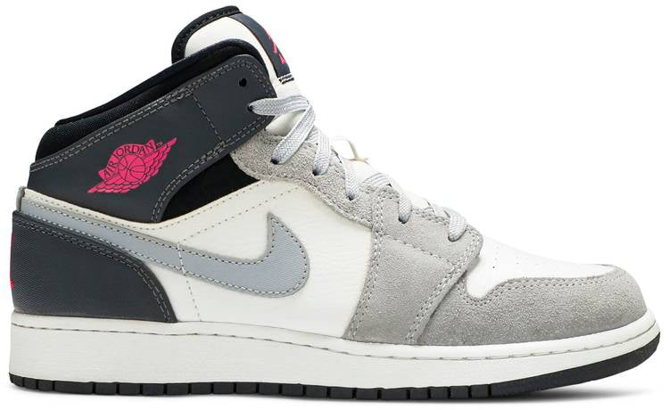 Air Jordan 1 Mid  White Grey Hyper Pink  555112-117