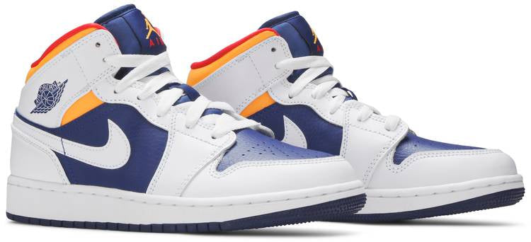 Air Jordan 1 Mid GS  White Deep Royal Blue  554725-131