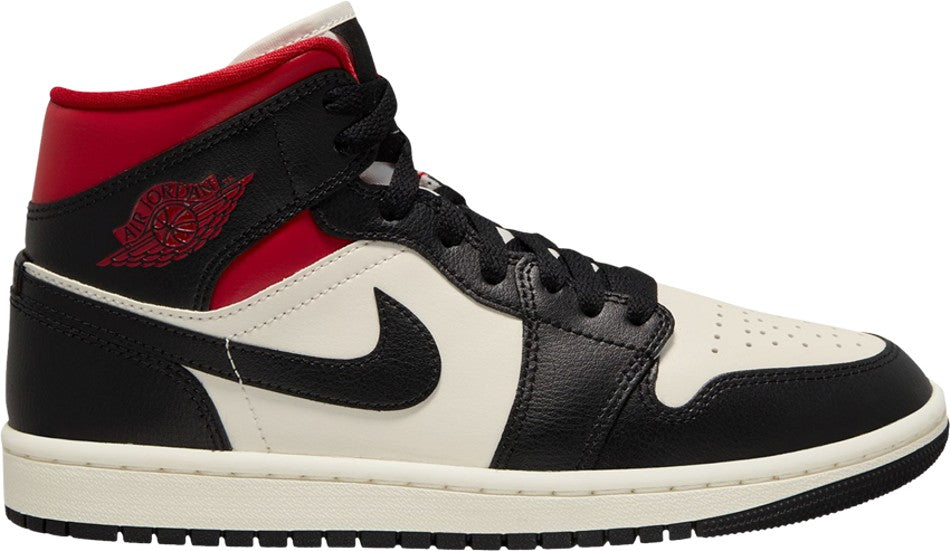 Wmns Air Jordan 1 Mid  Black Sail Gym Red  BQ6472-061