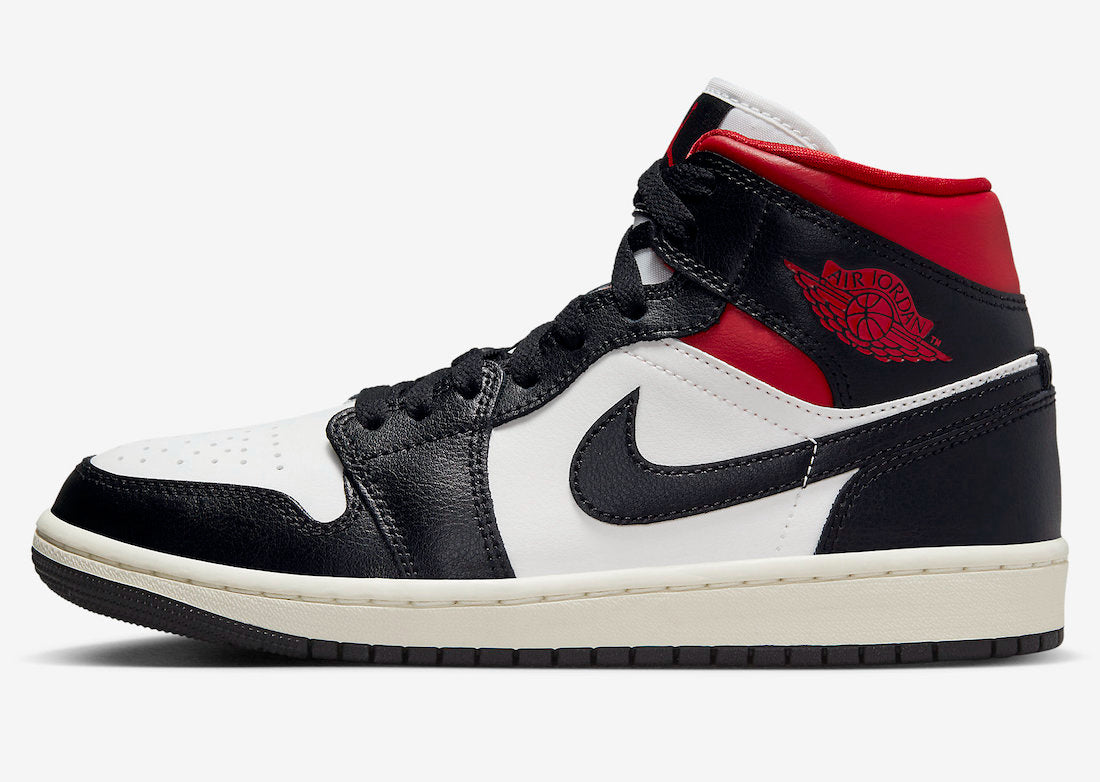 Wmns Air Jordan 1 Mid  Black Sail Gym Red  BQ6472-061