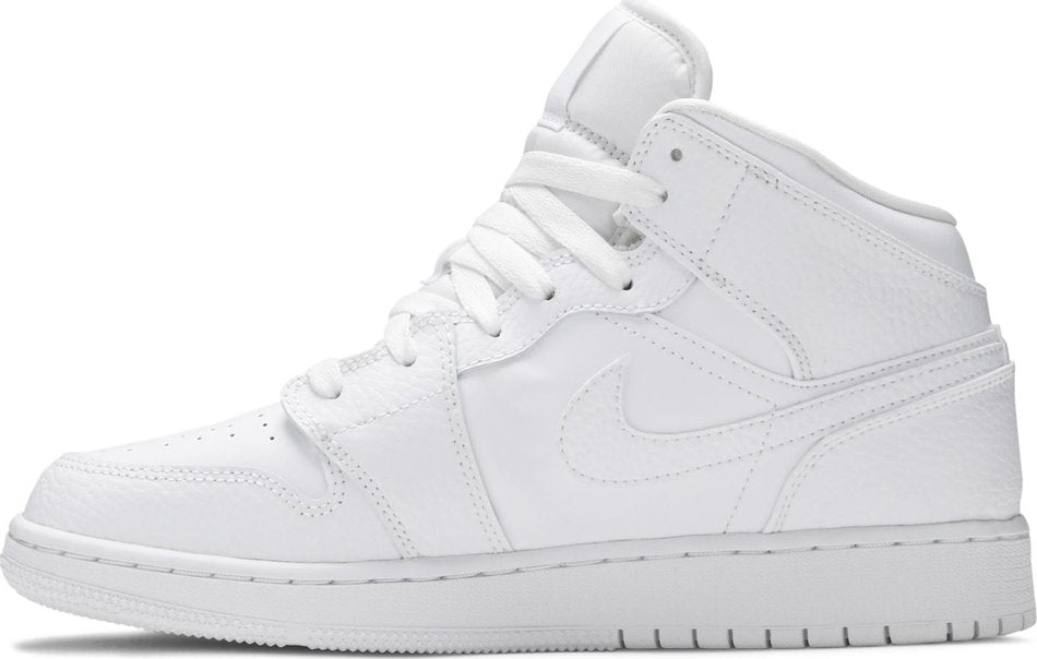 Air Jordan 1 Mid GS  Triple White  554725-130