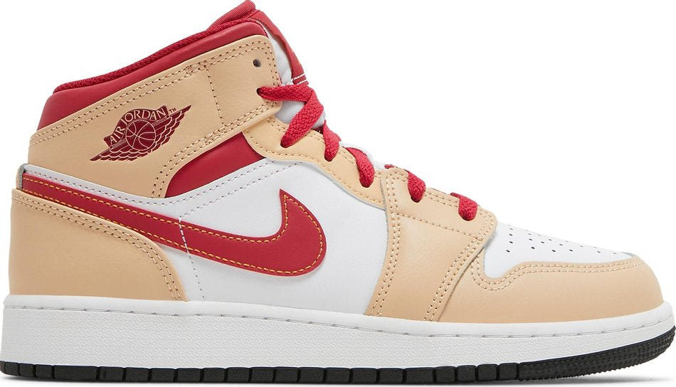 Air Jordan 1 Mid GS  Light Curry Cardinal Red  554725-201