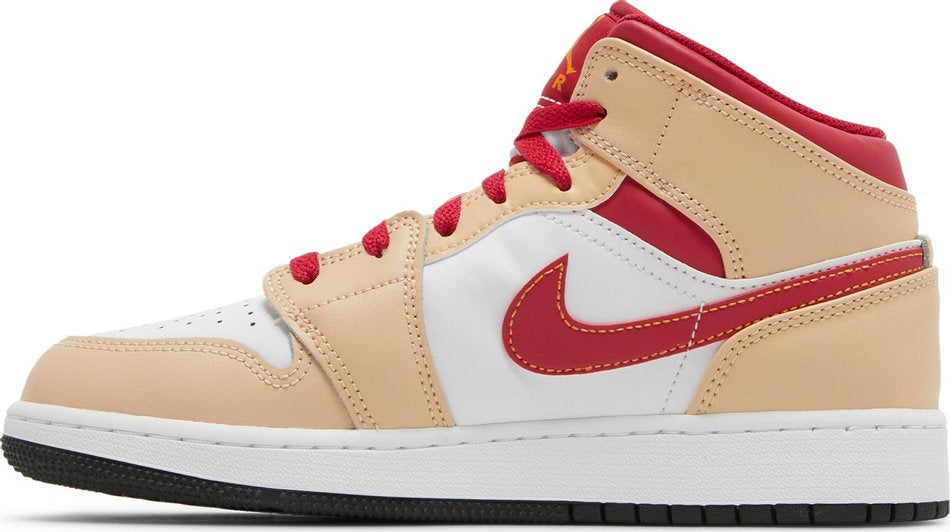 Air Jordan 1 Mid GS  Light Curry Cardinal Red  554725-201